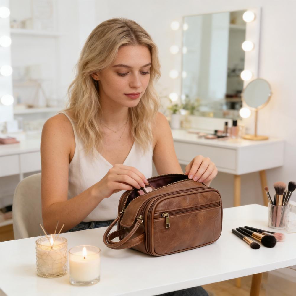 Men'S Grooming Bag - Podróżna kosmetyczka ze sztucznej skóry, wodoodporna